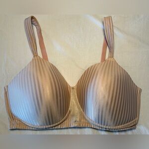 Playtex Secrets Perfectly Smooth Wirefree T-shirt Bra Beige/ Gold Striped 36DD